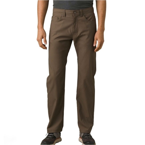 PRANA Pants Mens Sz 36 Brown Stretch Water Repellent Fabric Zip 6 Pocket Outdoor - Picture 12 of 13